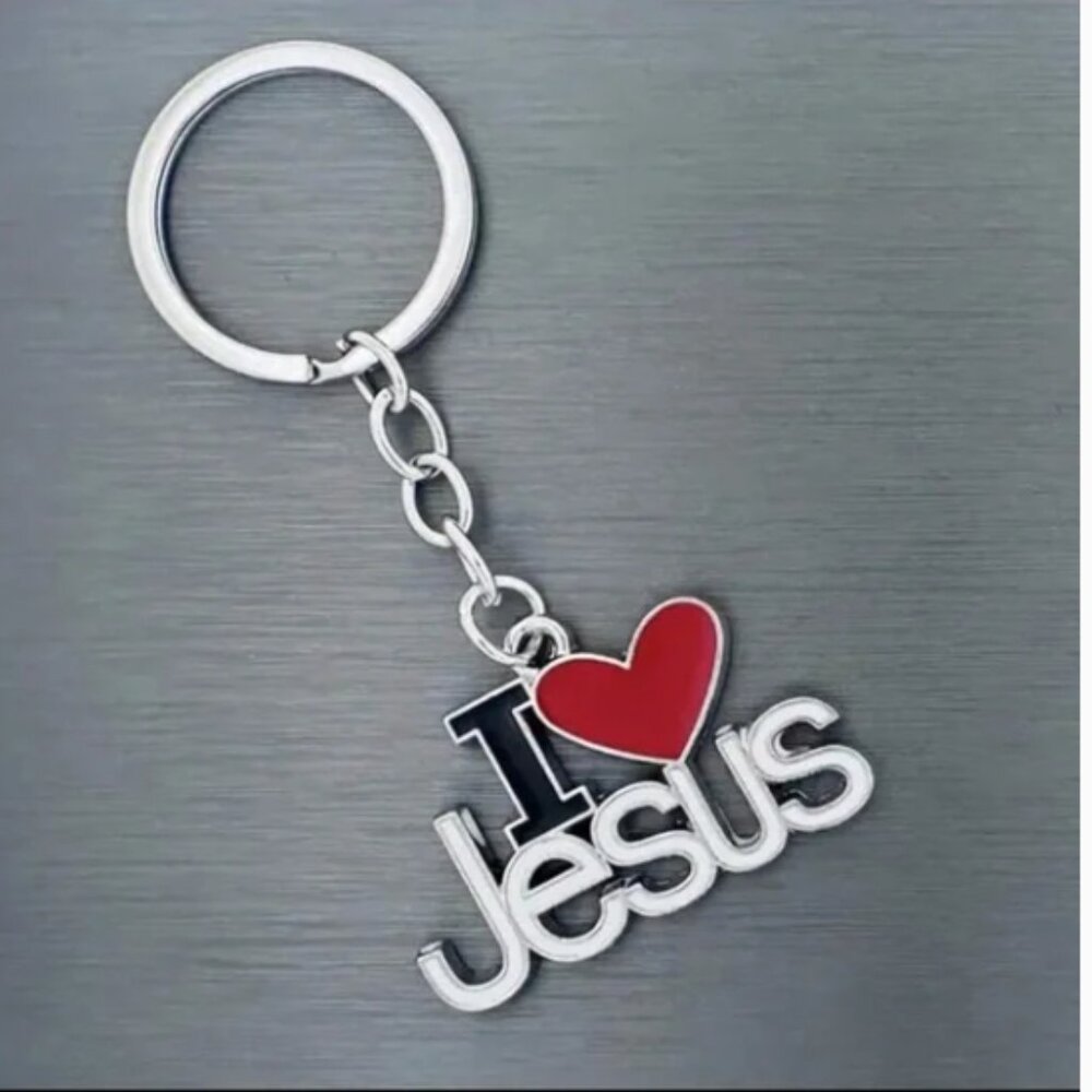 I ❤️ Jesus Keychain Silver